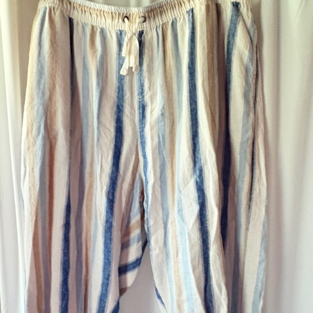 Architect Striped Linen & Rayon Drawstring Pants - 2XL